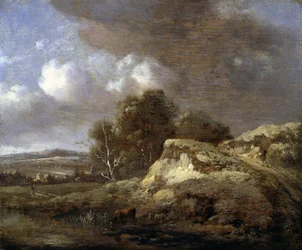 Landschaft mit trinkender Kuh